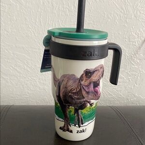 Dinosaur Tumbler with Straw - Green and Black